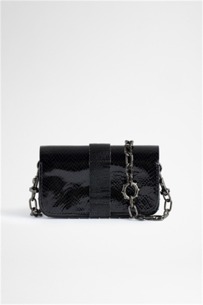 Black Zadig And Voltaire Kate Wallet Glossy Bag | ZV-256129