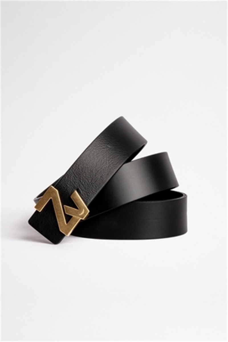 Black Zadig And Voltaire La Belt Initiale Belt | ZV-255835