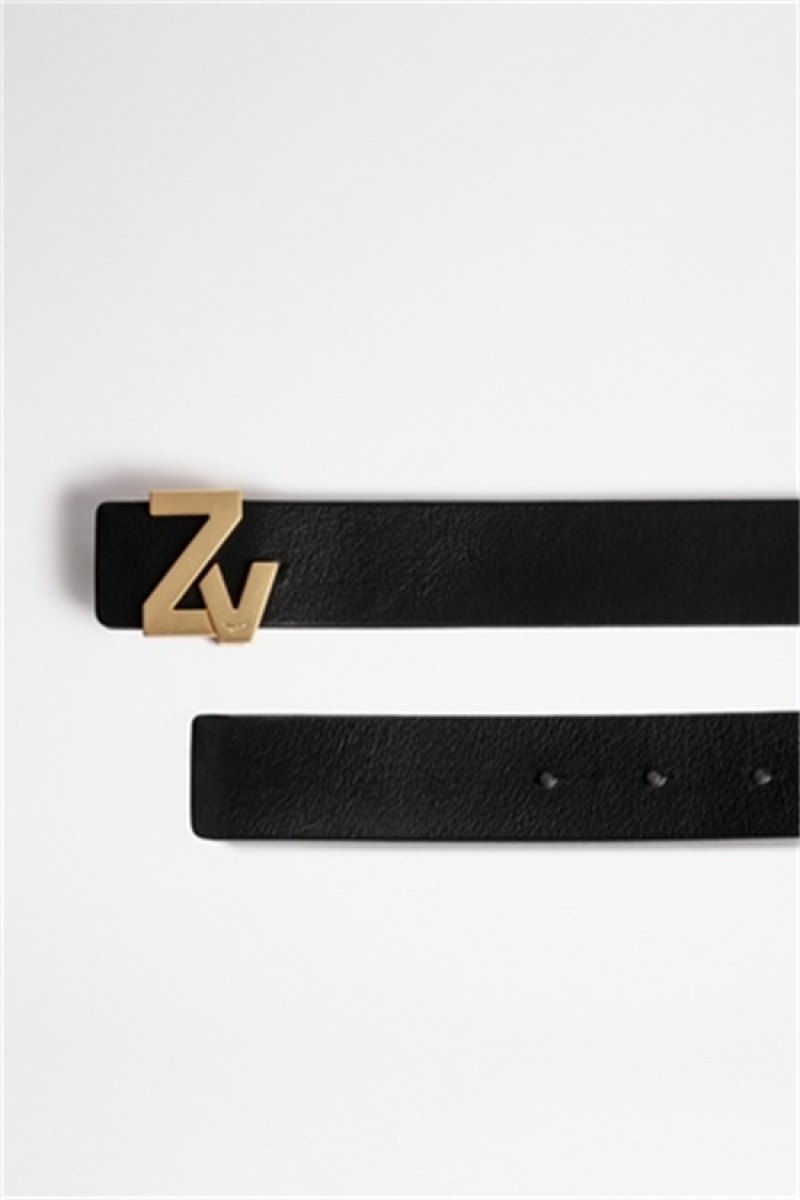 Black Zadig And Voltaire La Belt Initiale Belt | ZV-255835