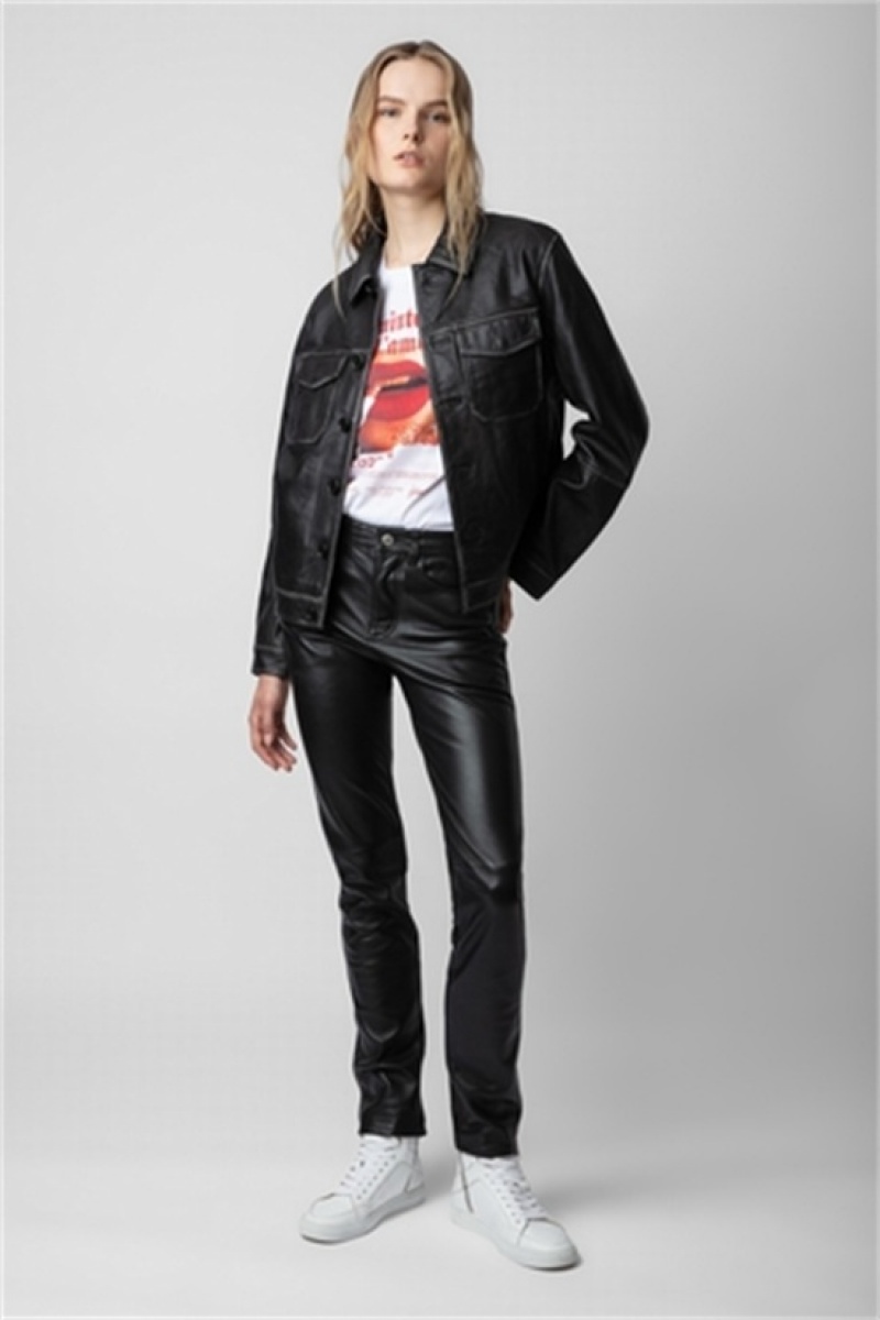 Black Zadig And Voltaire Lasso Leather Jacket | ZV-255757