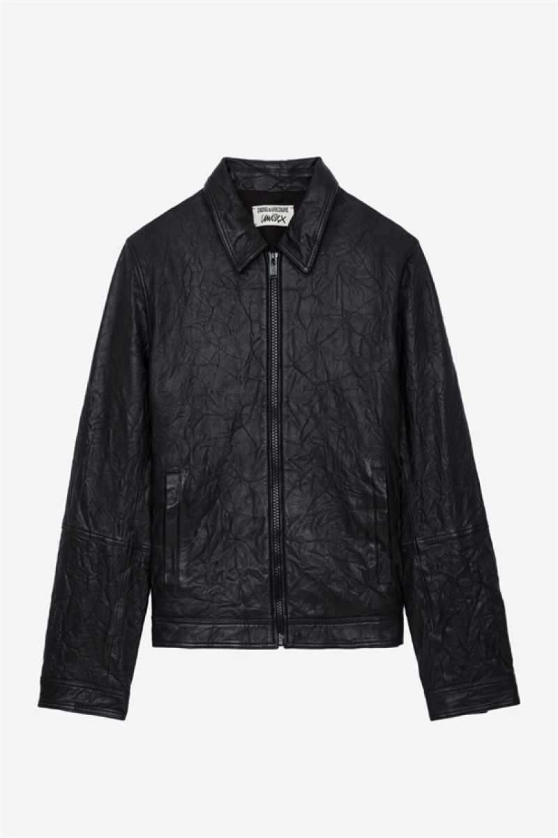 Black Zadig And Voltaire Lasso Zip Leather Jacket | ZV-256417