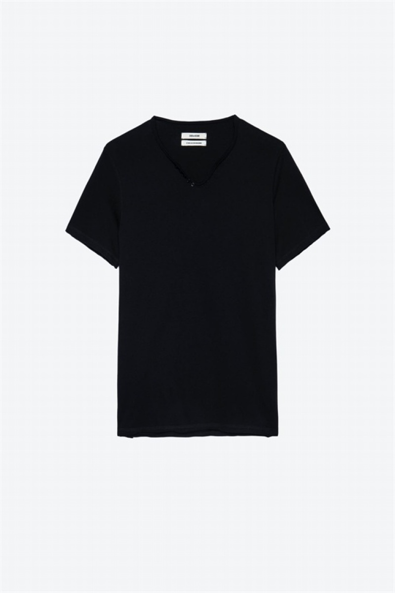 Black Zadig And Voltaire Monastir Mc T-shirt | ZV-255719