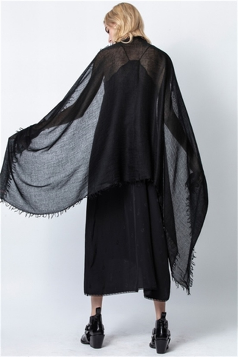 Black Zadig And Voltaire Nuage Cashmere Scarf | ZV-255824