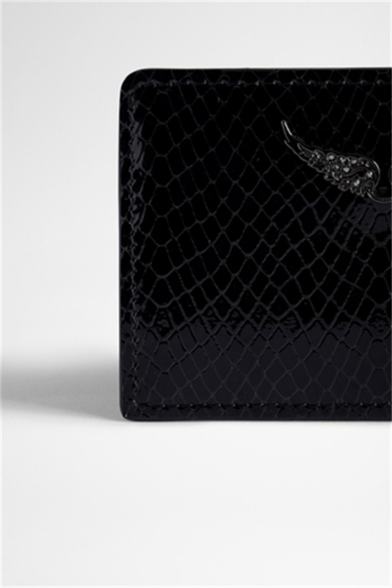 Black Zadig And Voltaire Pass Glossy Wallet | ZV-255951