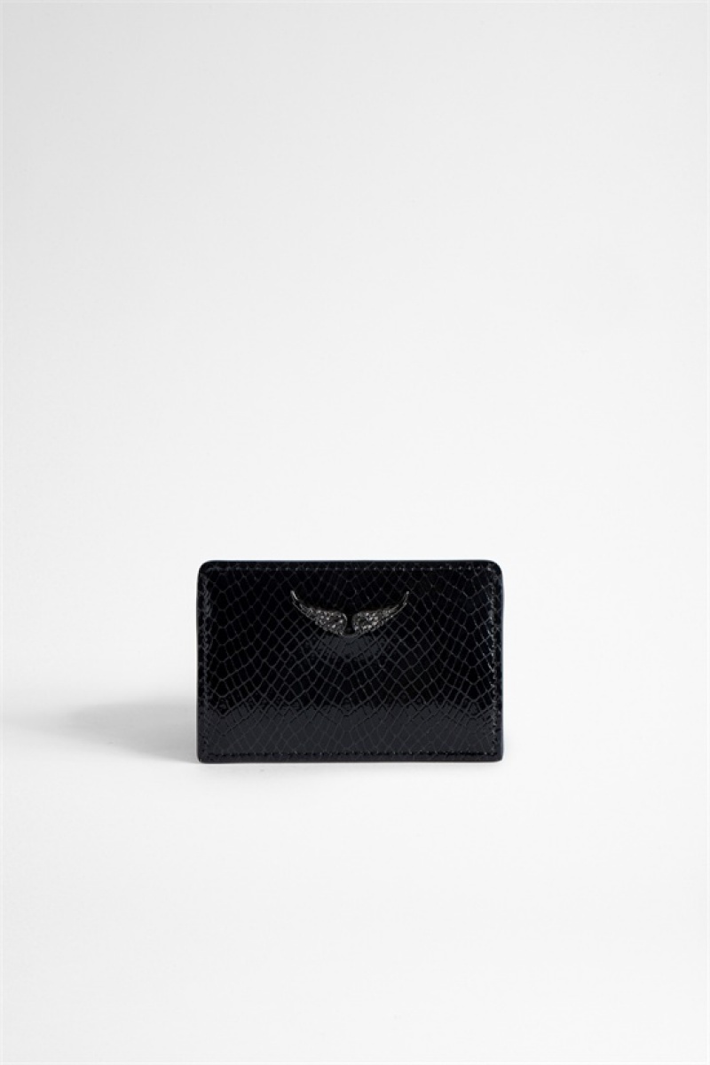 Black Zadig And Voltaire Pass Glossy Wallet | ZV-255951