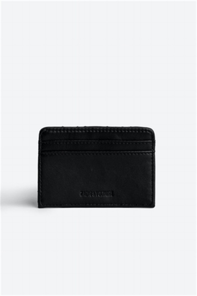 Black Zadig And Voltaire Pass Mat Card Holder | ZV-255949