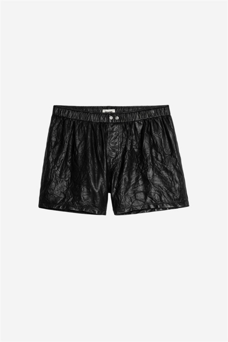 Black Zadig And Voltaire Pax Leather Shorts | ZV-256239