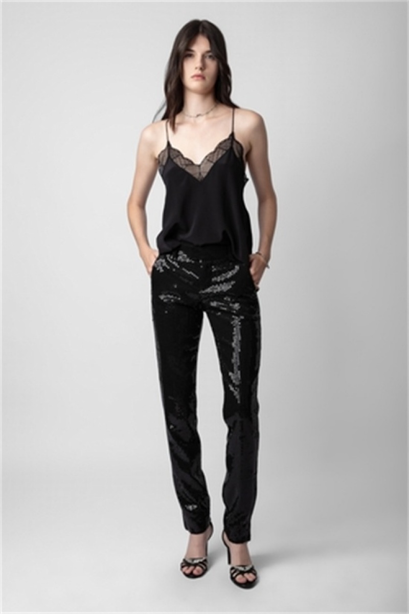 Black Zadig And Voltaire Prune Sequins Pants | ZV-256241