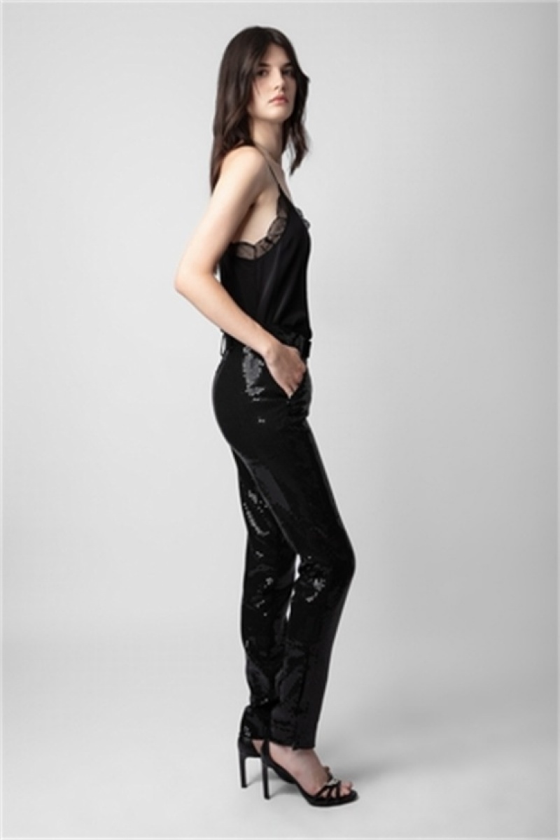 Black Zadig And Voltaire Prune Sequins Pants | ZV-256241