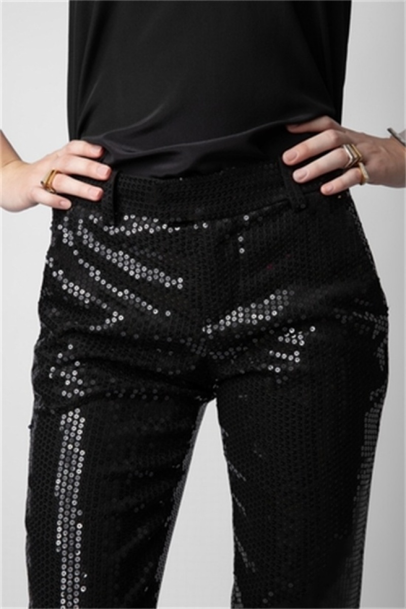 Black Zadig And Voltaire Prune Sequins Pants | ZV-256241