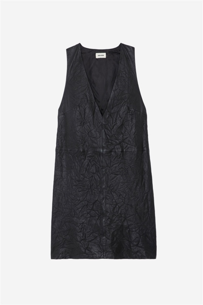 Black Zadig And Voltaire Rasha Leather Dress | ZV-256384