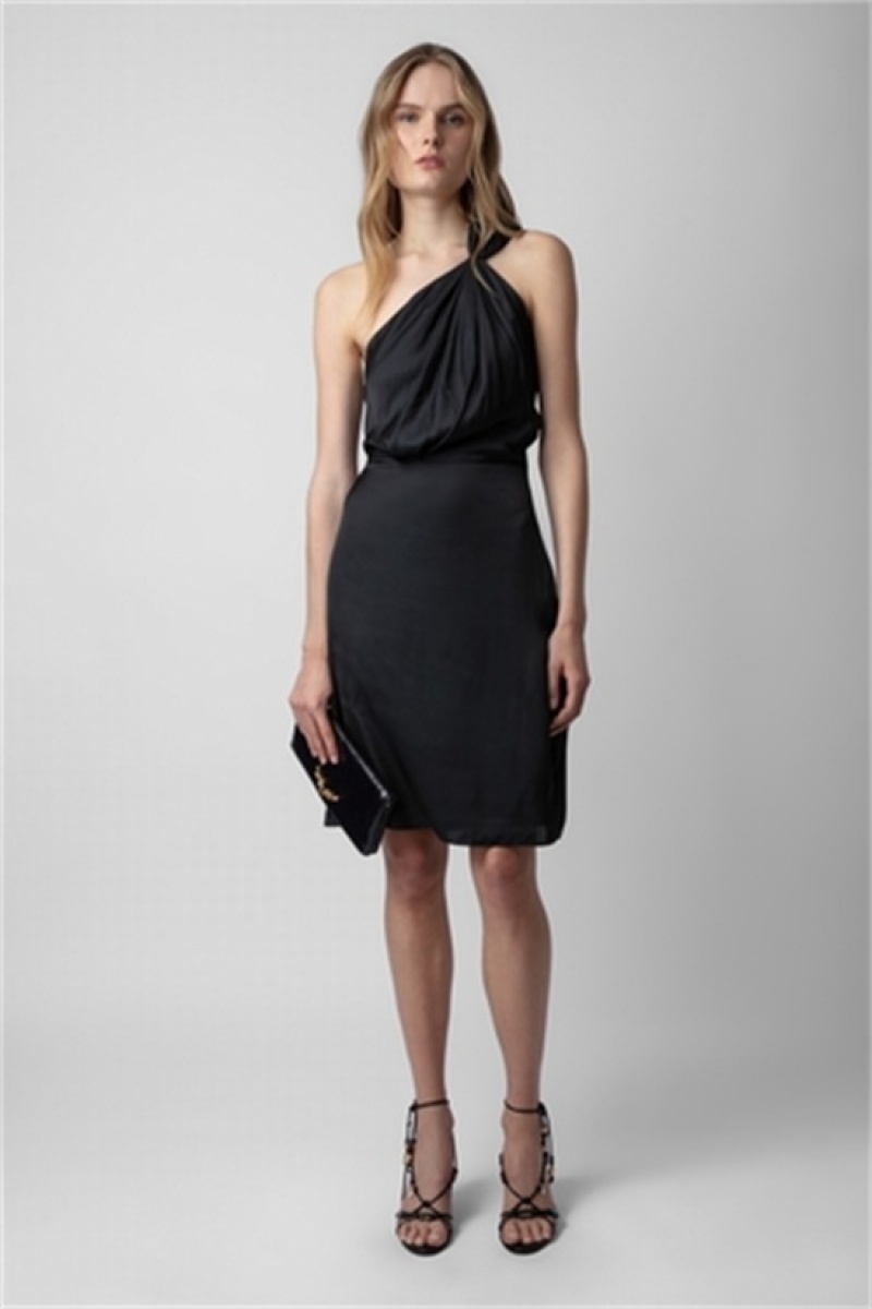 Black Zadig And Voltaire Razal Satin Dress | ZV-256369