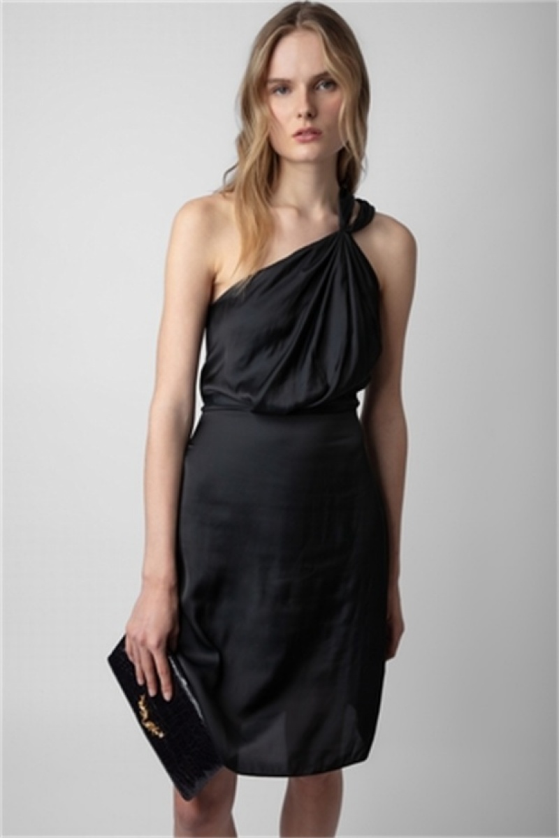 Black Zadig And Voltaire Razal Satin Dress | ZV-256369