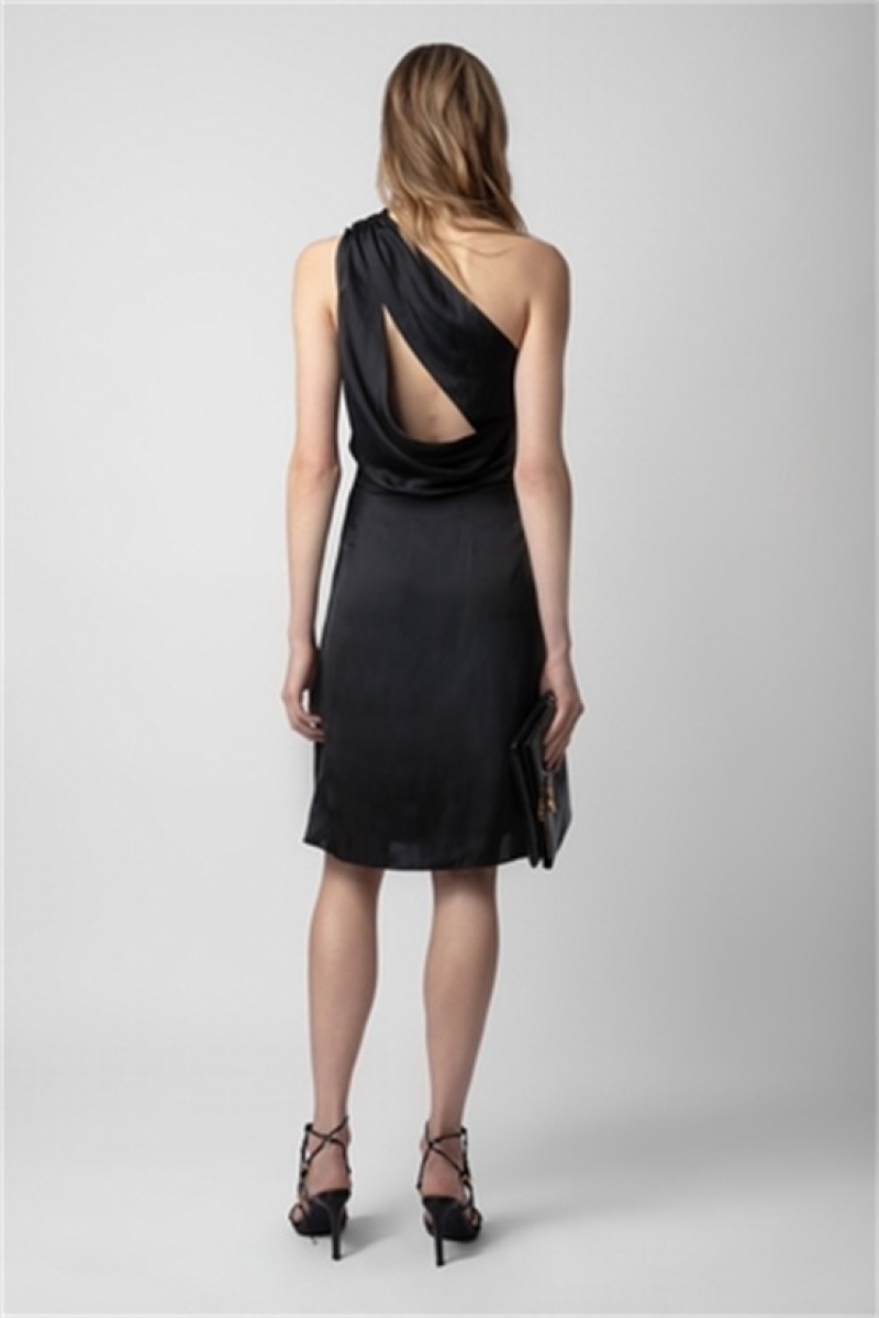 Black Zadig And Voltaire Razal Satin Dress | ZV-256369