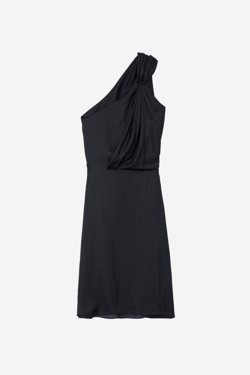 Black Zadig And Voltaire Razal Satin Dress | ZV-256369