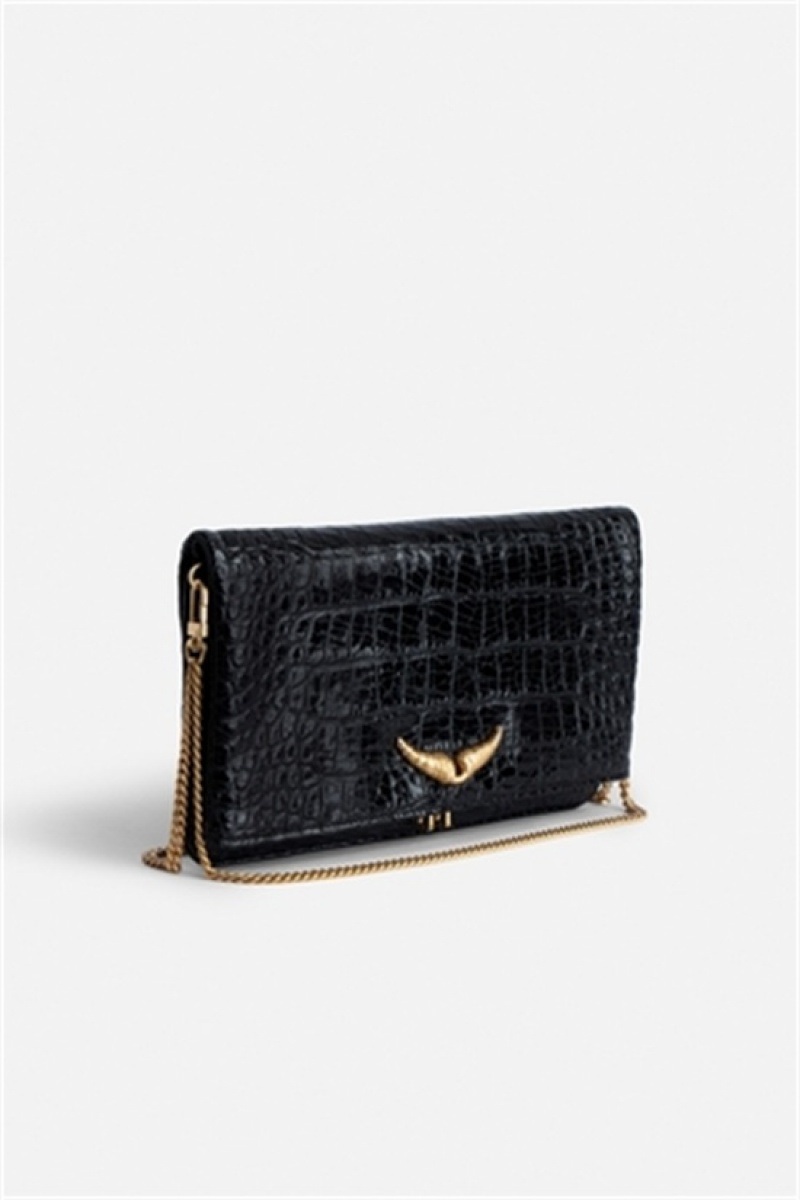 Black Zadig And Voltaire Rock Embrossed Bag | ZV-256194