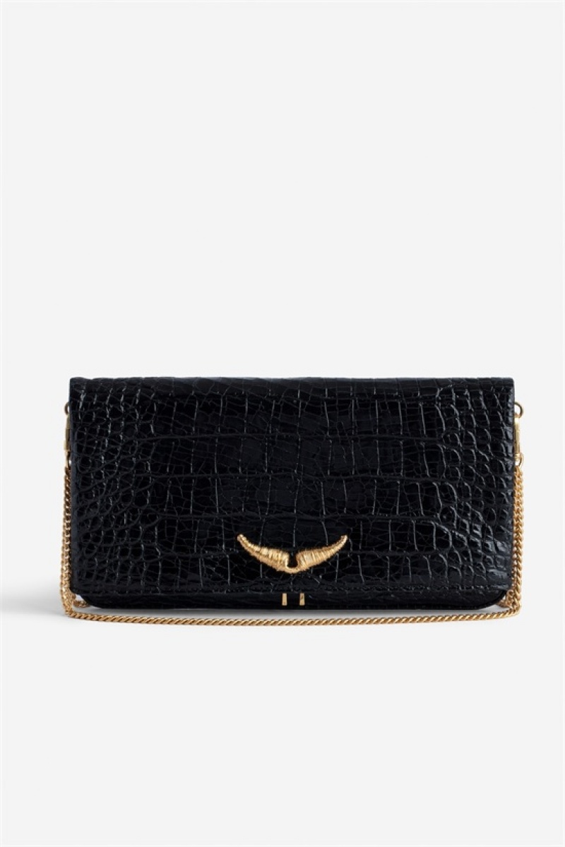 Black Zadig And Voltaire Rock Embrossed Bag | ZV-256194