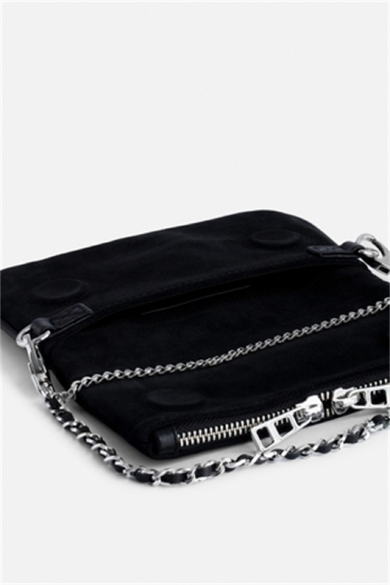 Black Zadig And Voltaire Rock Nano Suede Bag | ZV-256196