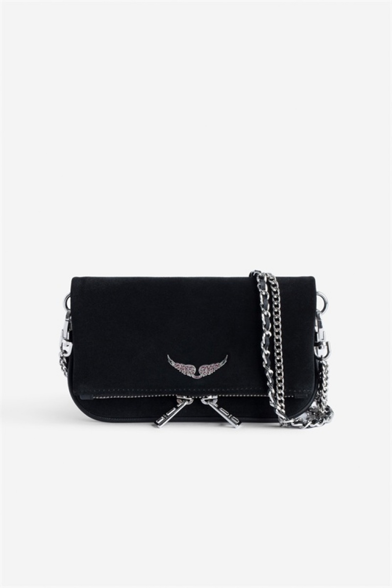 Black Zadig And Voltaire Rock Nano Suede Bag | ZV-256196