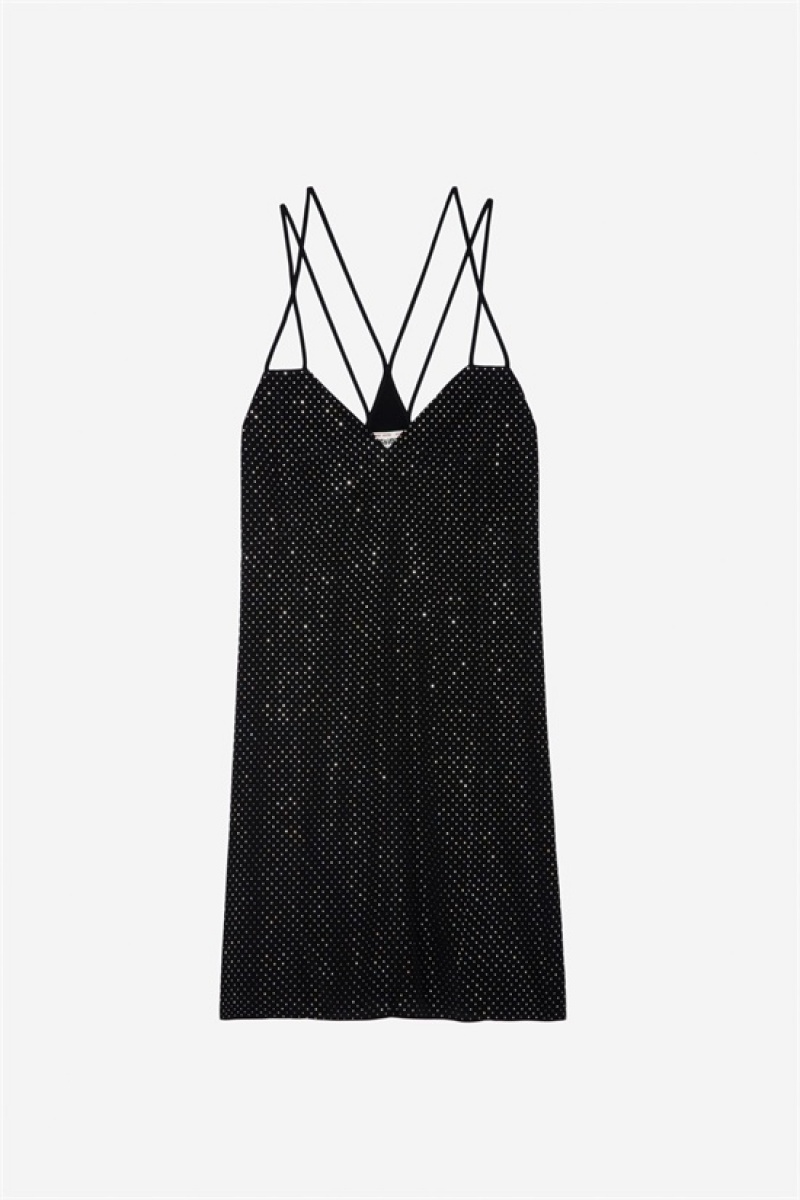 Black Zadig And Voltaire Rohana Diamante Silk Dress | ZV-256388