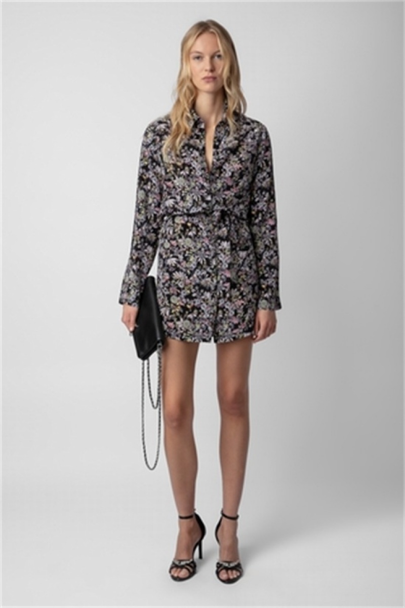 Black Zadig And Voltaire Roucky Strass Silk Dress | ZV-256391