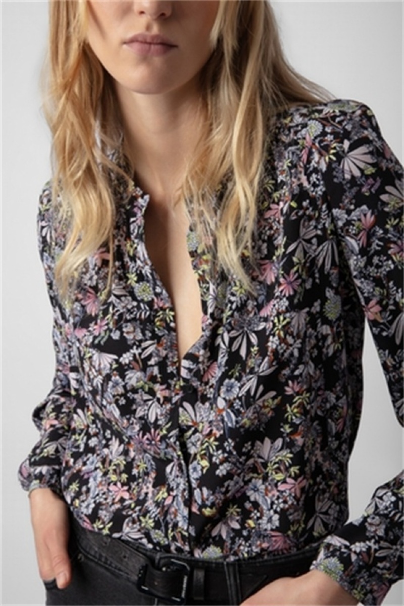 Black Zadig And Voltaire Tchin Silk Shirt | ZV-256331