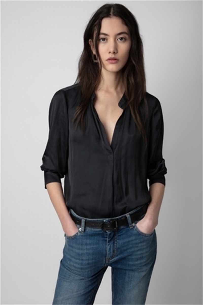 Black Zadig And Voltaire Tink Satin Top | ZV-256326