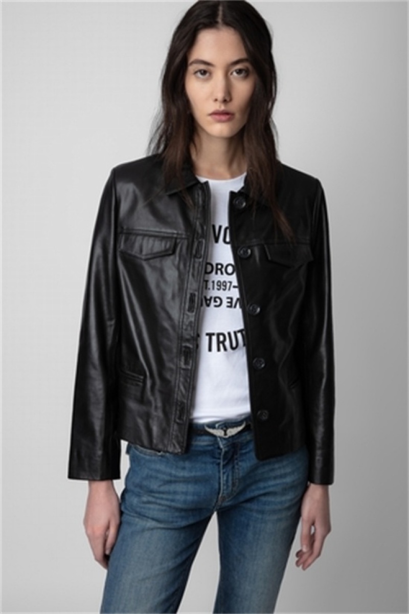 Black || Sold Out Zadig And Voltaire Liam Leather Jacket | ZV-256421