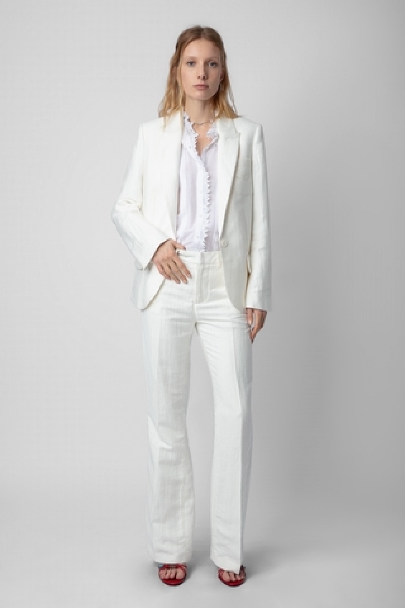 Blanc Zadig And Voltaire Vow Linen Blazer | ZV-256355