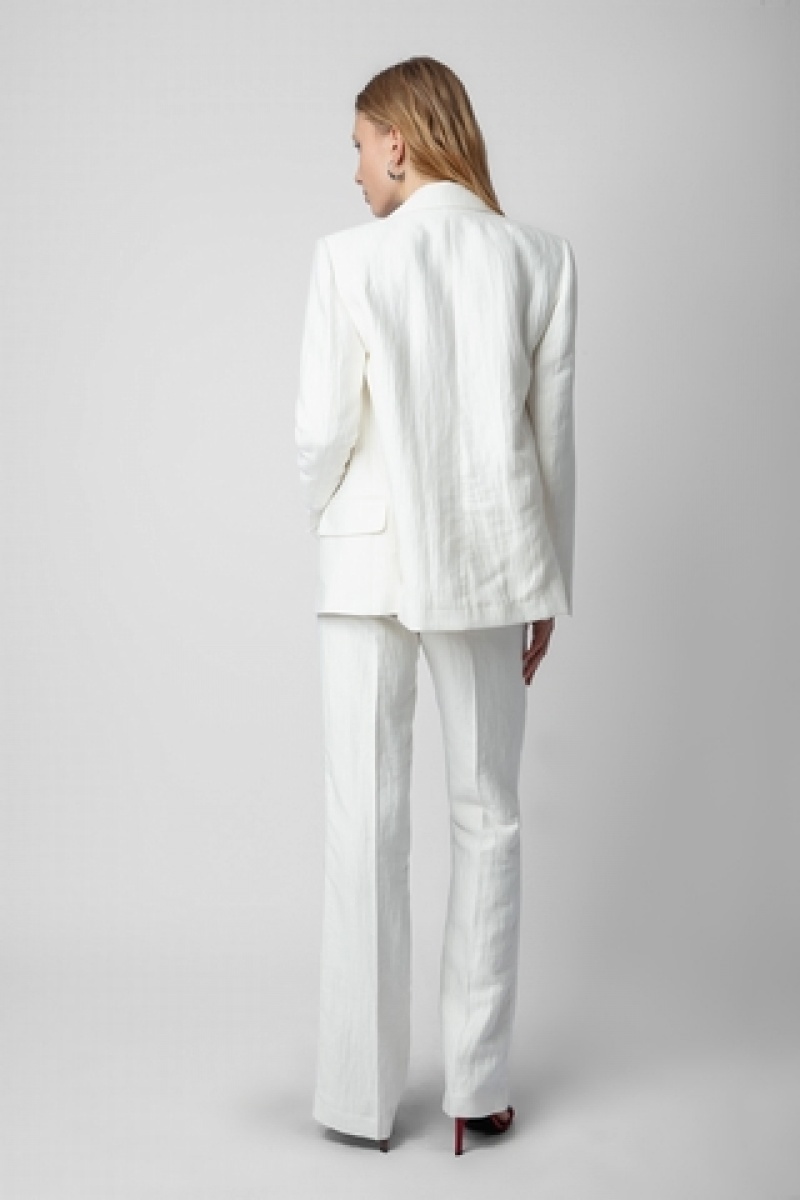 Blanc Zadig And Voltaire Vow Linen Blazer | ZV-256355