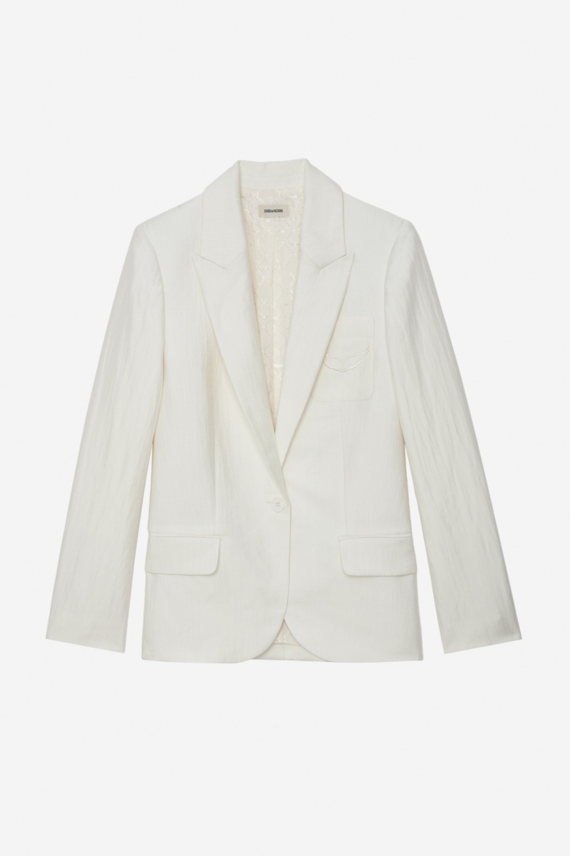 Blanc Zadig And Voltaire Vow Linen Blazer | ZV-256355