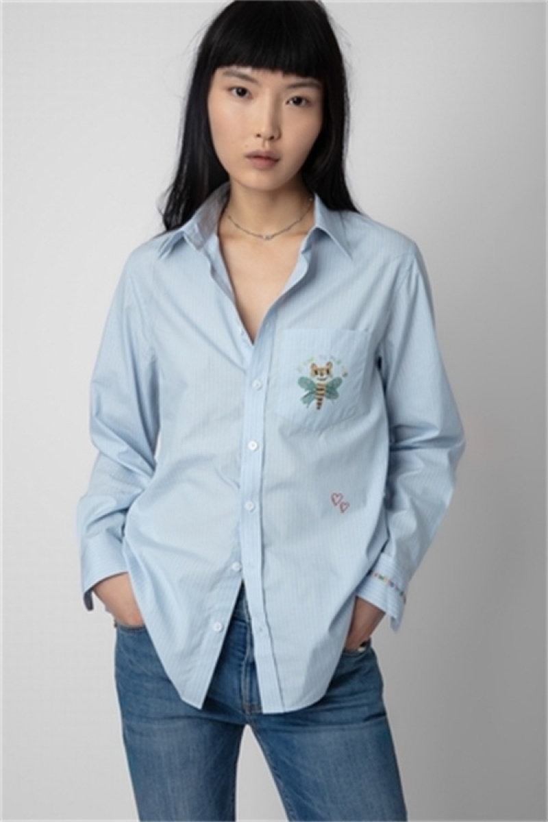 Blue Zadig And Voltaire Taskiz Raye Shirt | ZV-256296