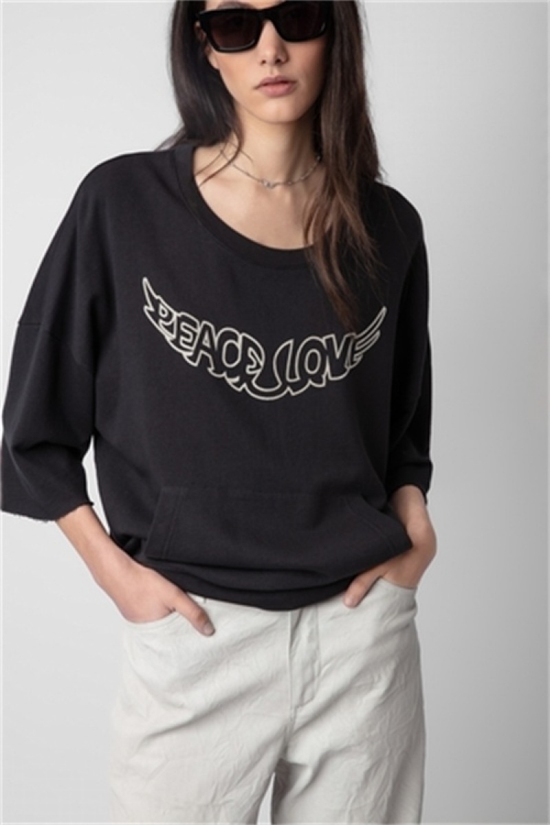 Carbone Zadig And Voltaire Kaly Love Wings Sweatshirt | ZV-256248