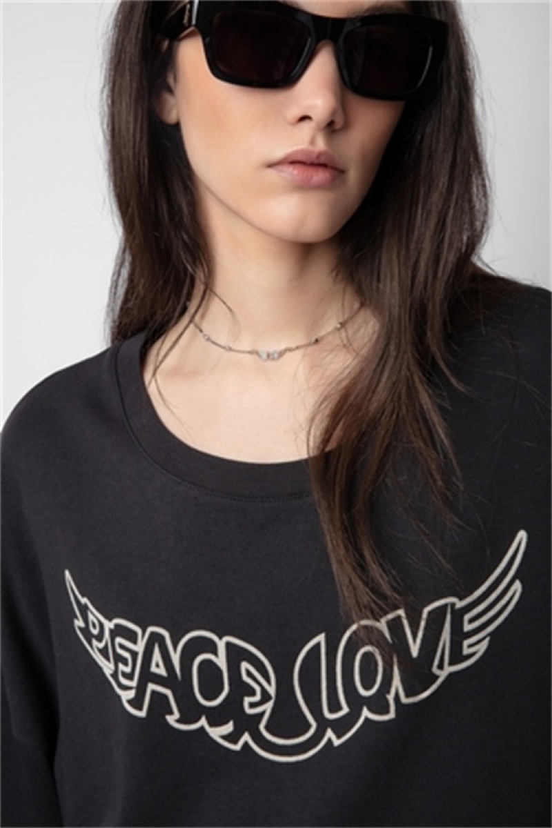 Carbone Zadig And Voltaire Kaly Love Wings Sweatshirt | ZV-256248