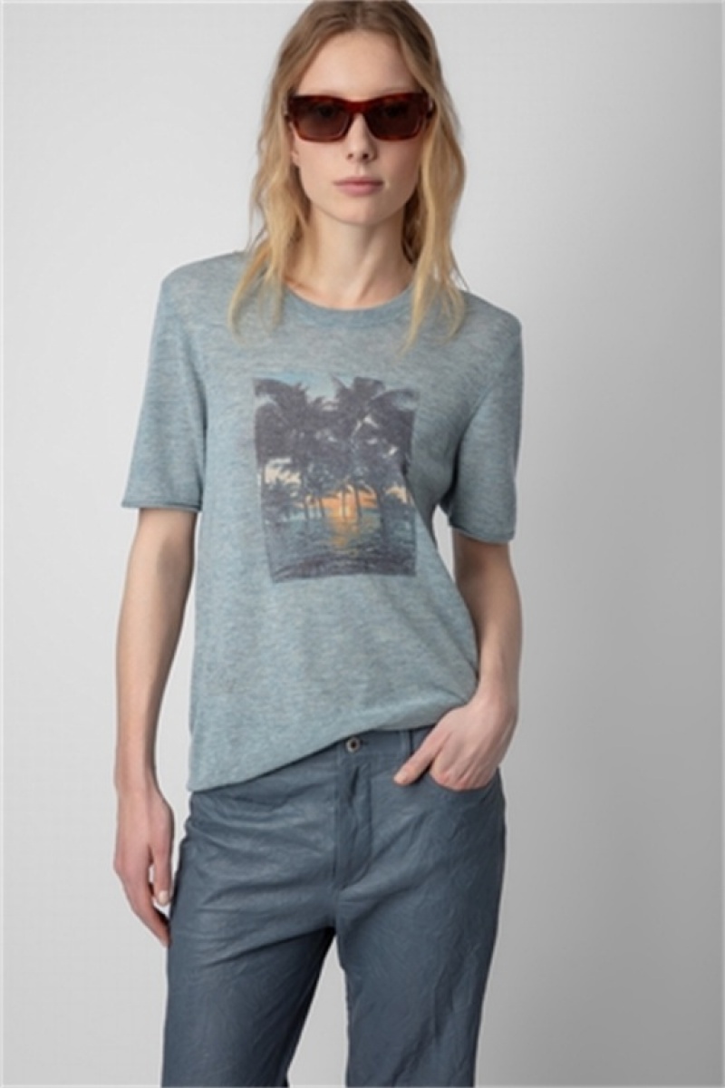 Cloud Zadig And Voltaire Ida Photoprint Cashmere Jumper | ZV-256342