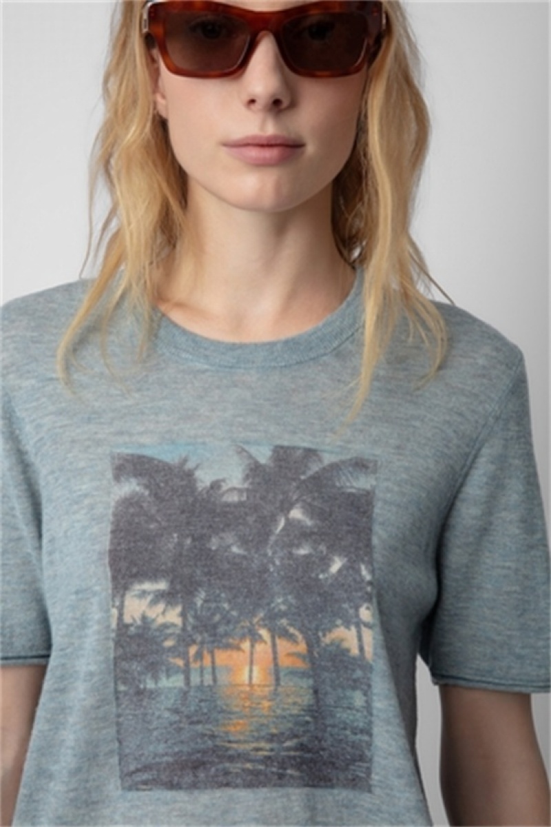 Cloud Zadig And Voltaire Ida Photoprint Cashmere Jumper | ZV-256342