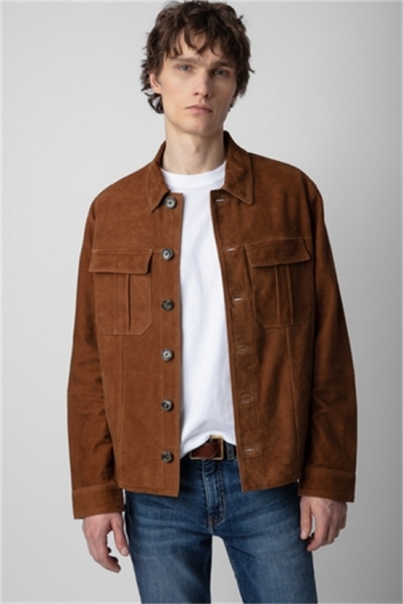 Cognac Zadig And Voltaire Kuba Suede Jacket | ZV-255752