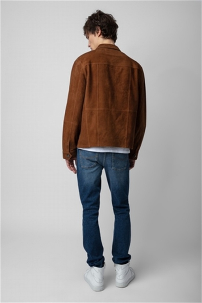 Cognac Zadig And Voltaire Kuba Suede Jacket | ZV-255752