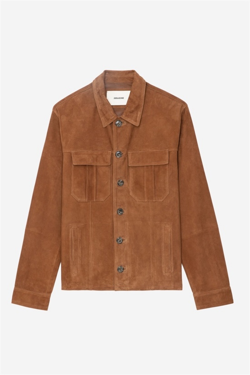 Cognac Zadig And Voltaire Kuba Suede Jacket | ZV-255752