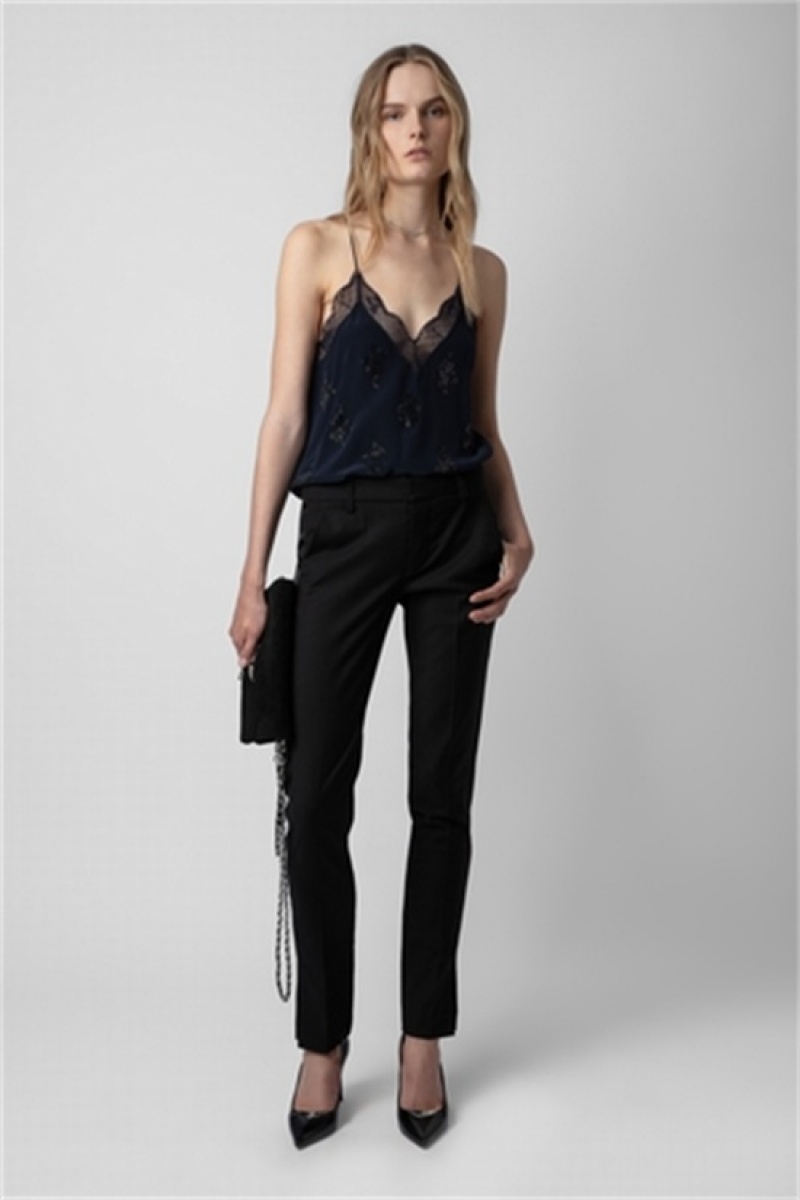 Dark Blue Zadig And Voltaire Christy Silk Top | ZV-256338