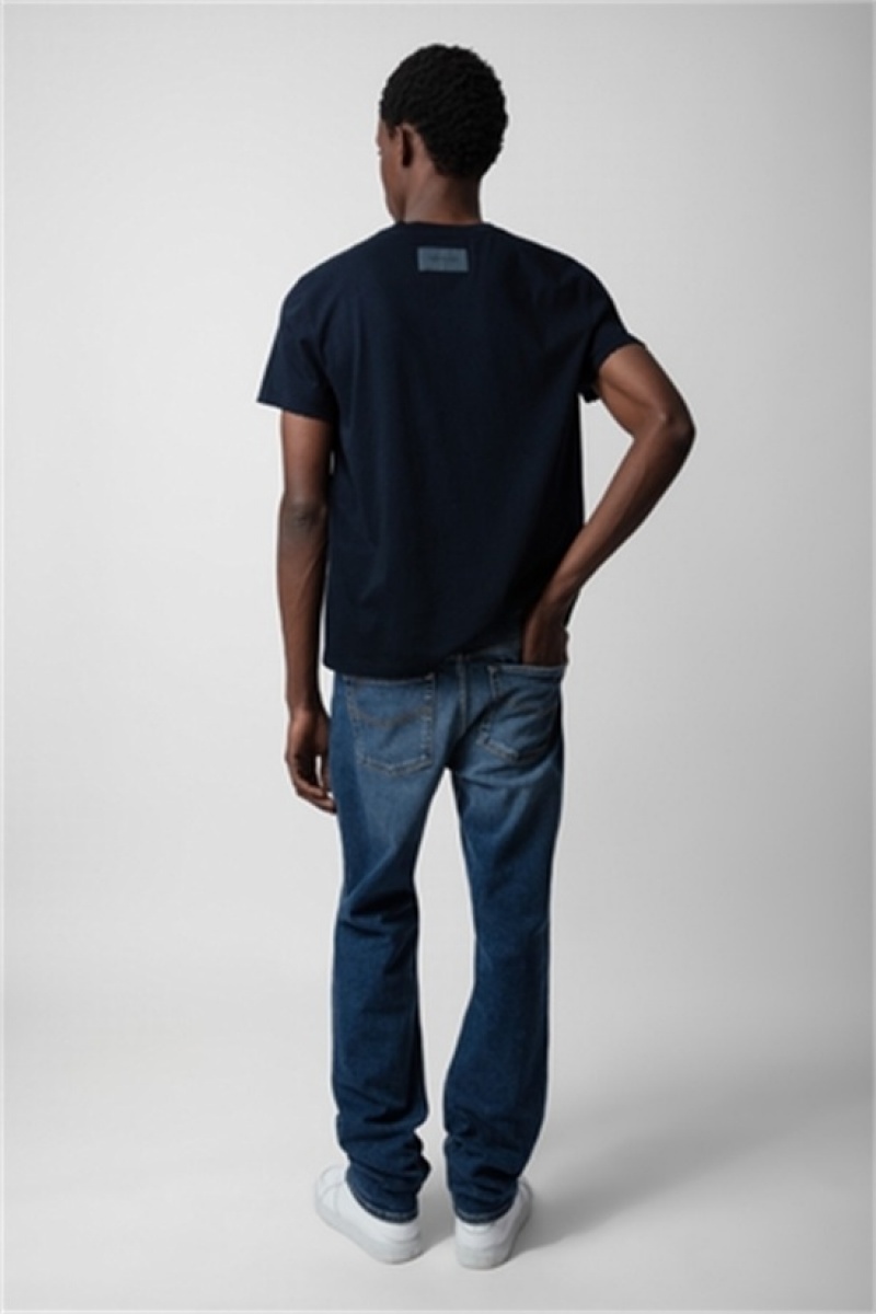 Dark Blue Zadig And Voltaire Jimmy T-shirt | ZV-256292