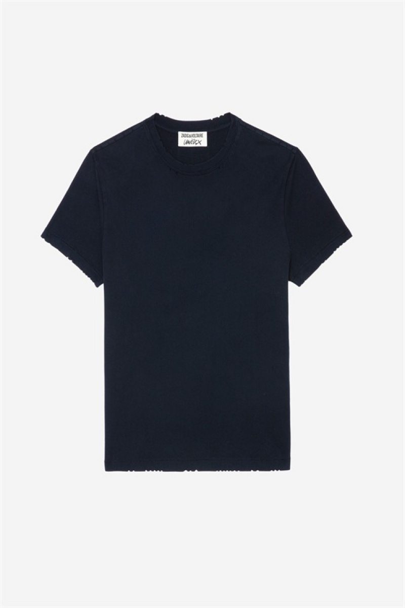 Dark Blue Zadig And Voltaire Jimmy T-shirt | ZV-256292