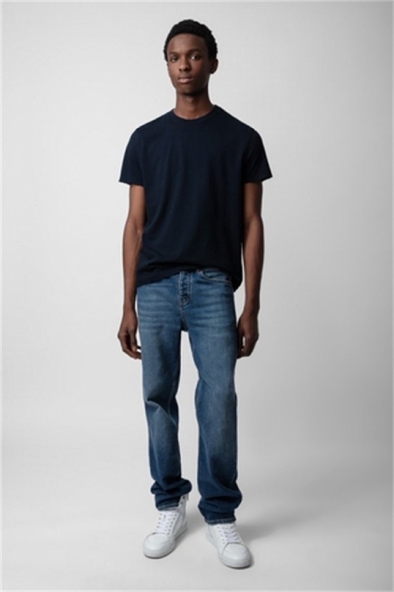 Dark Blue Zadig And Voltaire Jimmy T-shirt | ZV-255710