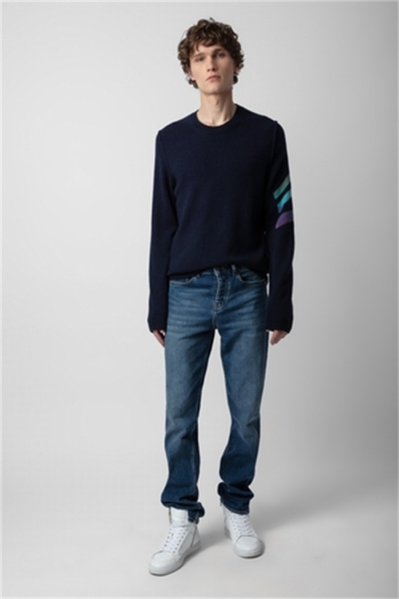 Dark Blue Zadig And Voltaire Kennedy Cashmere Sweater | ZV-255759