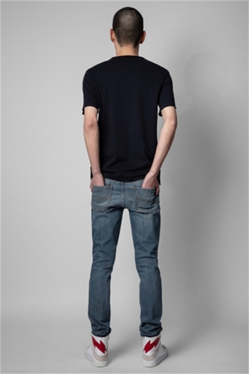 Dark Blue Zadig And Voltaire Monastir Mc T-shirt | ZV-255717