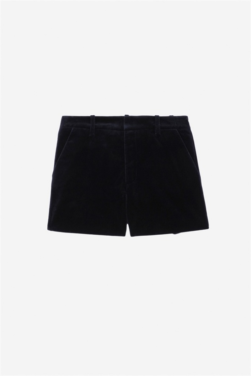 Dark Blue Zadig And Voltaire Pink Velvet Shorts | ZV-256215