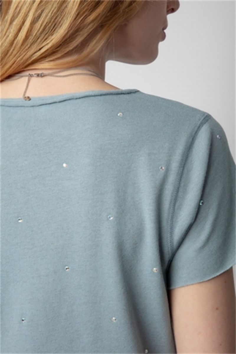 Glacier Zadig And Voltaire Tunisien Strass Dots T-shirt | ZV-256278