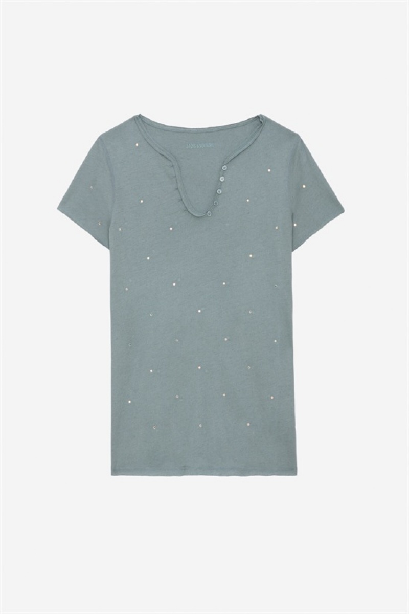 Glacier Zadig And Voltaire Tunisien Strass Dots T-shirt | ZV-256278