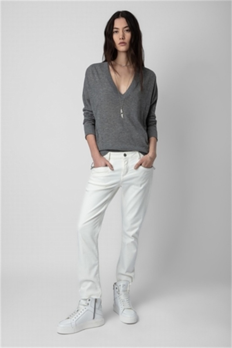 Grey Melange Zadig And Voltaire Brumy Cashmere Sweater | ZV-256459