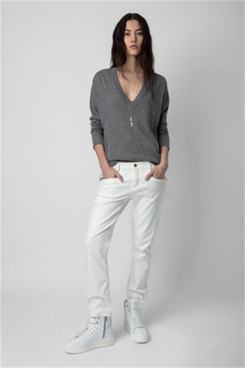 Grey Melange Zadig And Voltaire Brumy Cashmere Sweater | ZV-256459